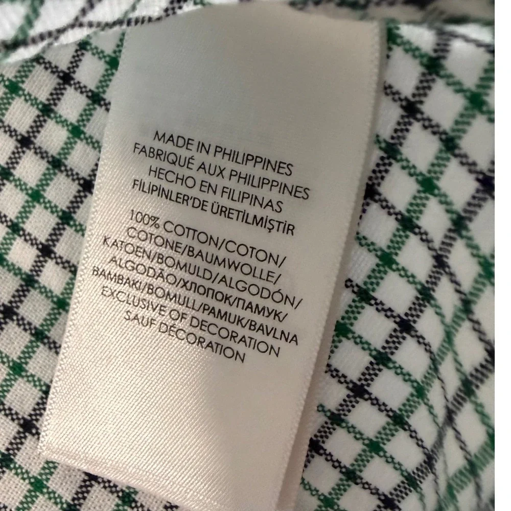 Polo Ralph Lauren Button Down Shirt Mens Large Green White Tattersall Check